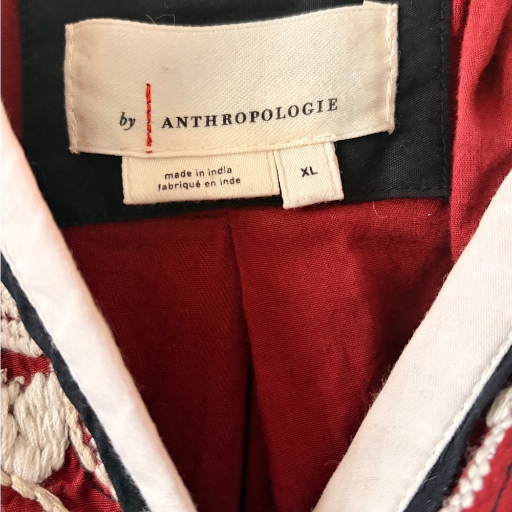 Anthropologie, Burgundy Embroidered Midi Dress - Picture 2 of 8